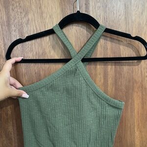 Old Navy Olive Ribbed Halter Top